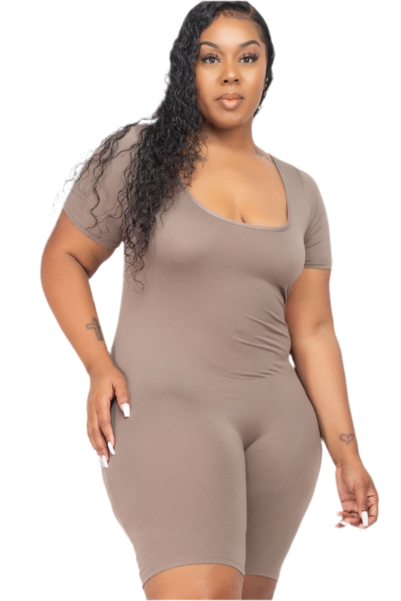 Plus Size Short Sleeve Bodycon Romper