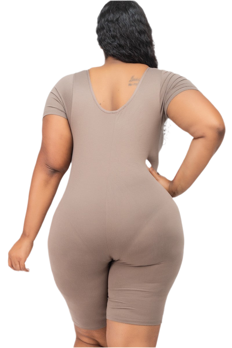Plus Size Short Sleeve Bodycon Romper