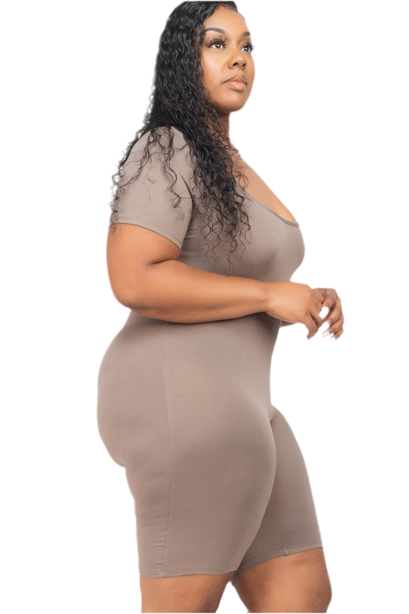 Plus Size Short Sleeve Bodycon Romper
